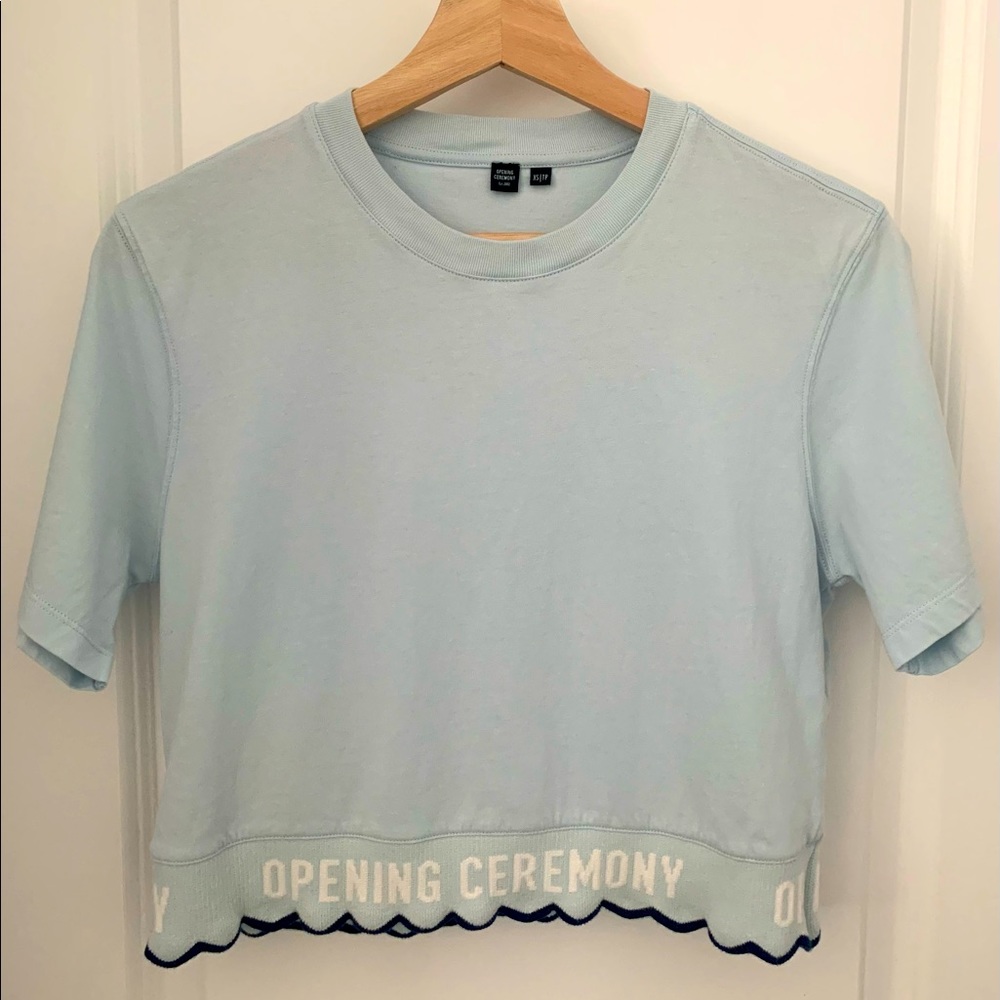 Opening Ceremony Cropped T- shirt with scalloped edge